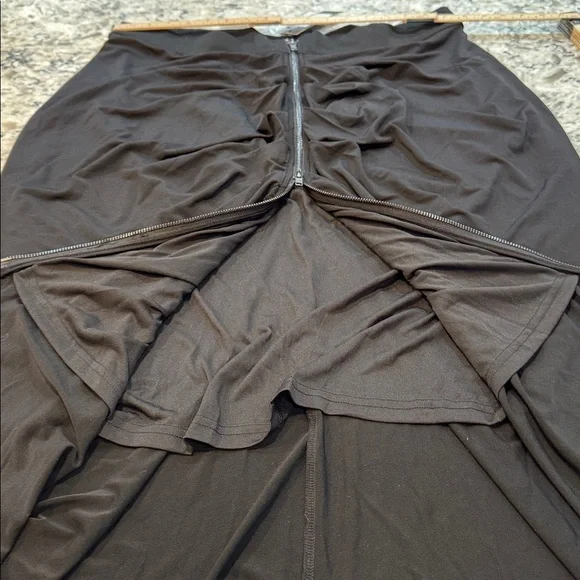 City Chic | Ruched Zip Up Draped Skirt in Black Size M Medium 18 - Picture 7 of 15